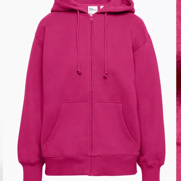 Aritzia TNA Sweatfleece Cozy Fleeze Perfect Fit Zip up hoodie in Bold Fuchsia 🩷 - Picture 4 of 7